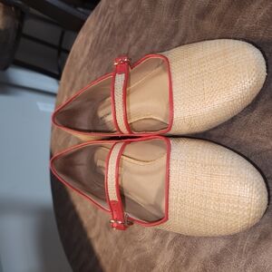 ANTONIO MELANI Red and Tan Flats with Classic Design
